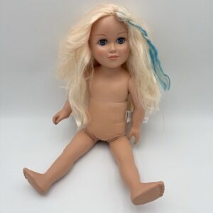 Cititoy My Life 18" Doll New No Clothes Blonde Hair Blue Eyes Blue Hair Braided